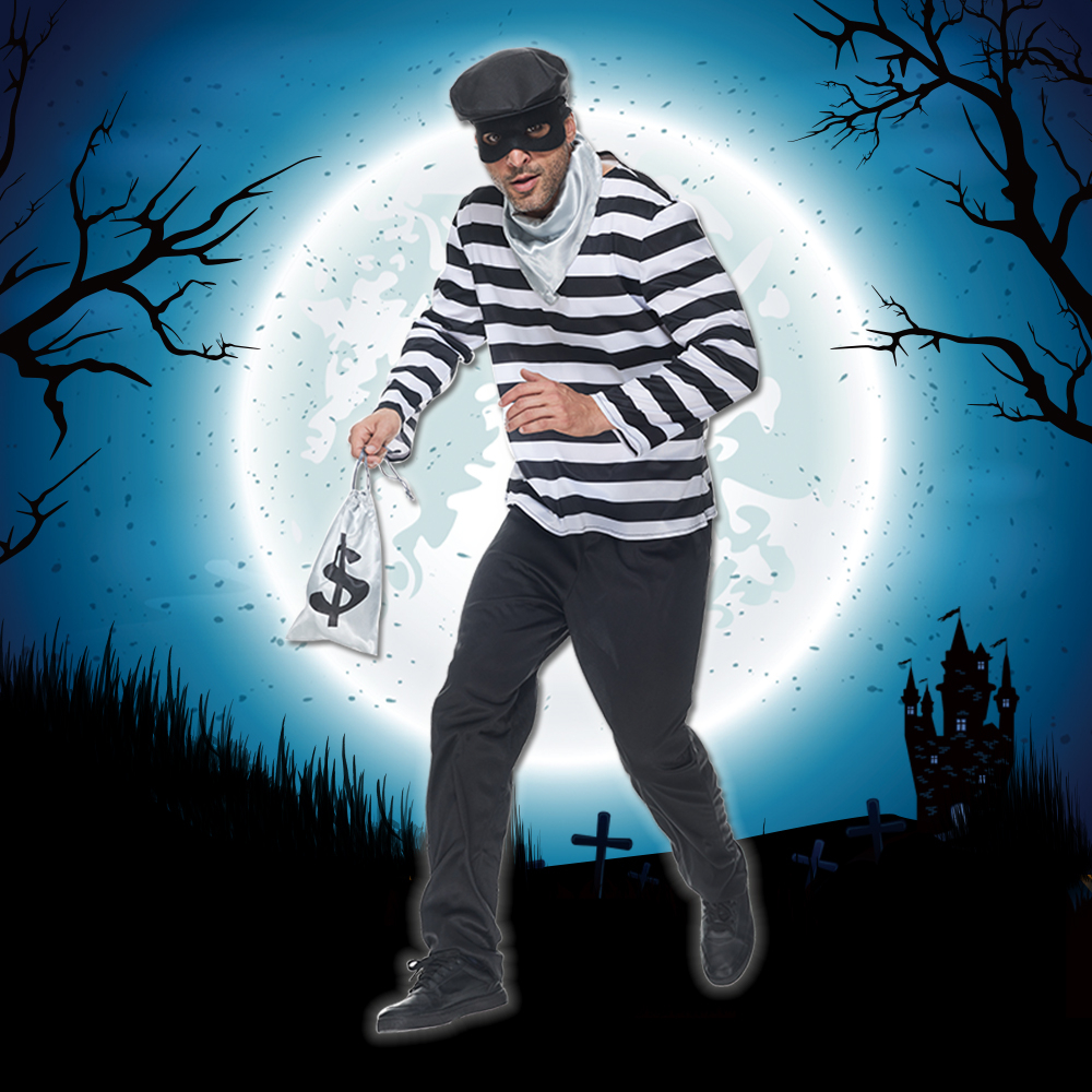 Disfraz de ladrón para hombre, traje divertido de Halloween para adulto,  disfraz de ladrón para carnaval