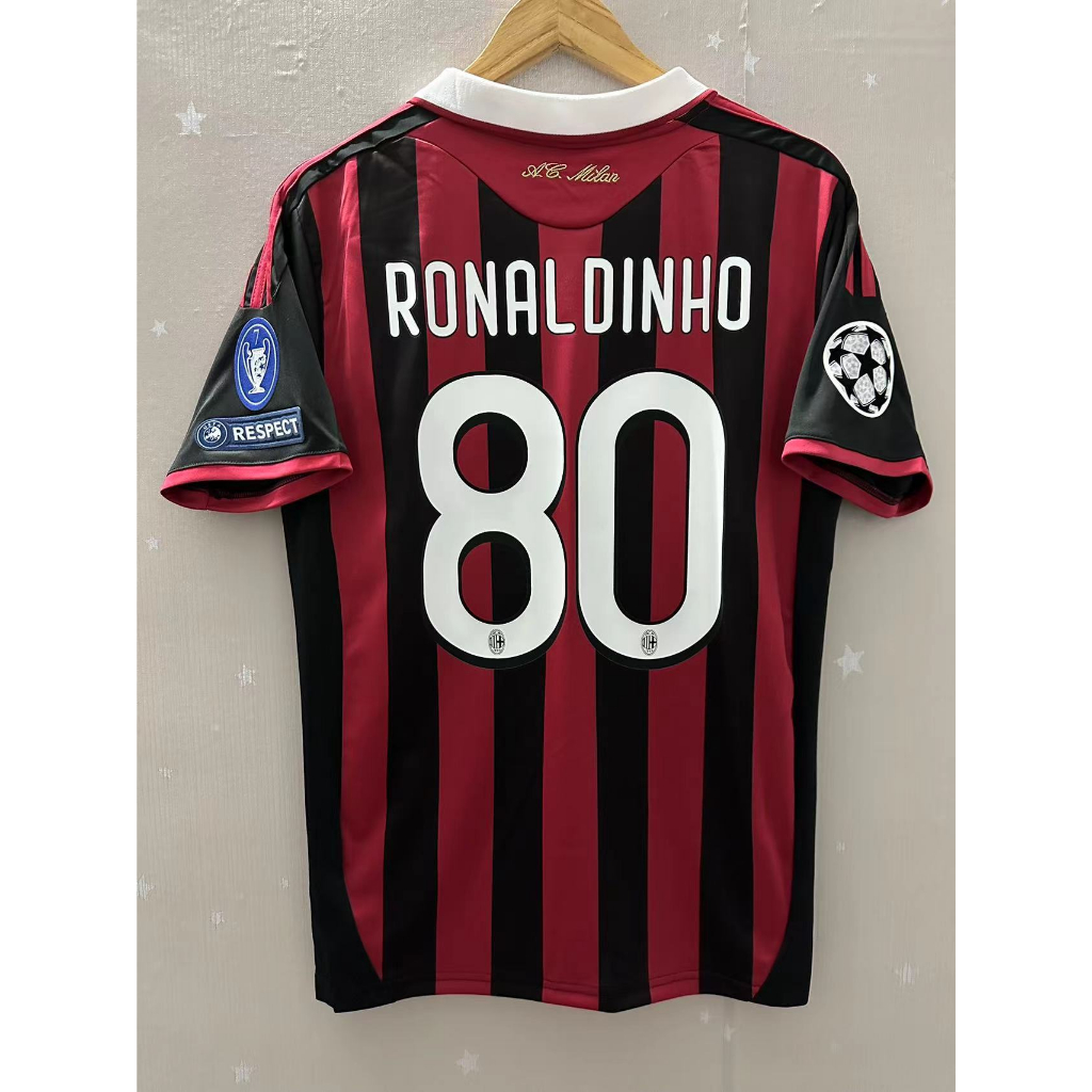 09 10 AC Milan Camiseta De Futbol Retro De Casa De Alta Calidad Personalizada RONALDINHO MALDINI Shopee Colombia