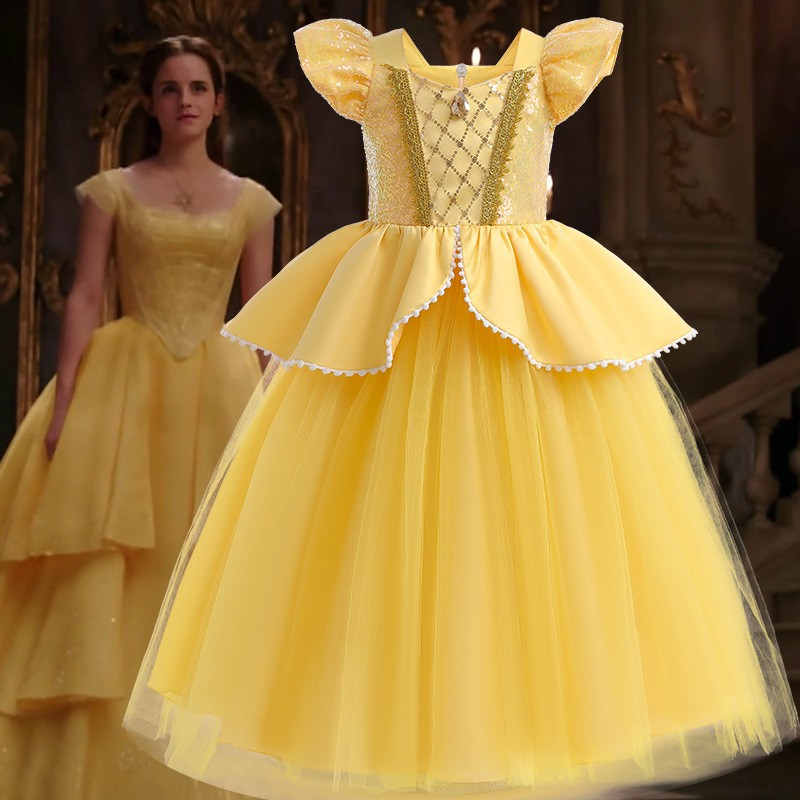 La Bella Y La Bestia Ninas Cosplay Vestido Ninos Princesa Moda Fiesta De Cumpleanos Ropa De Verano Para 3 10 Anos De Edad