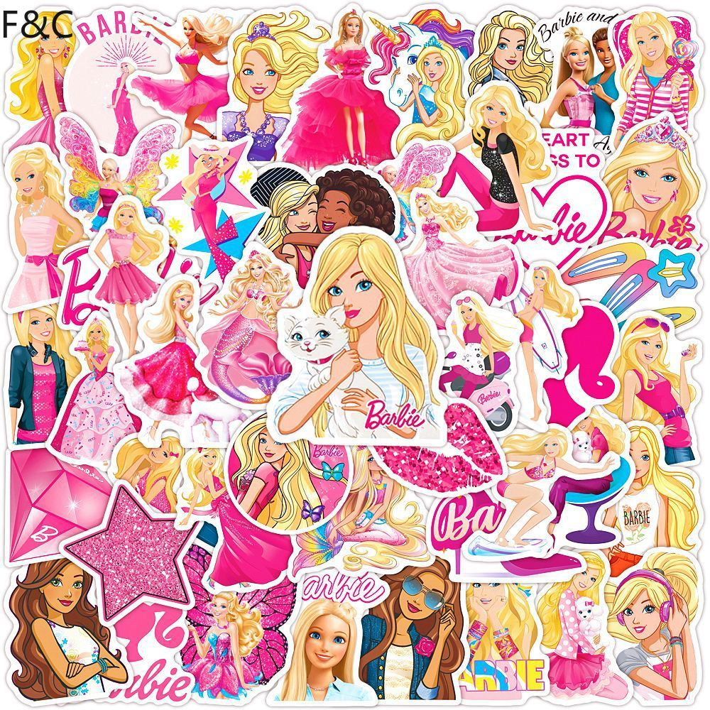 【 50PCS 】 Pegatinas De Princesa De Dibujos Animados Barbie F Anime Maleta  De Monopatín Decoración Impermeable