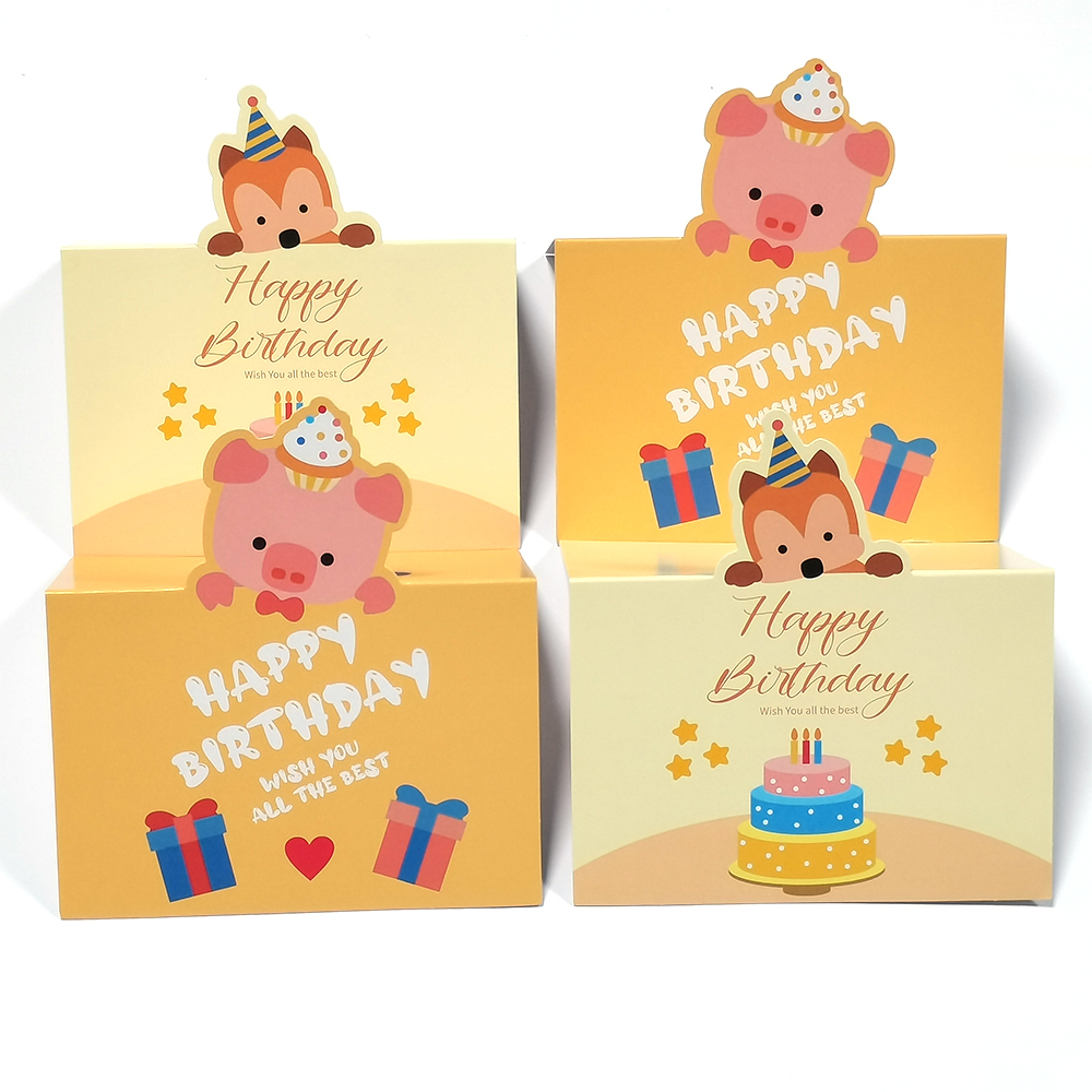 10 pcs pack Tarjetas Plegables De Feliz Cumpleaños De Los Niños Tarjeta Decorativa Creativa DIY