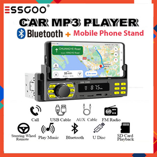 ESSGOO 1 Din coche Radio Bluetooth coche estéreo LED pantalla FM Aux  entrada Mp3 USB AUX IN FM Auto Radio 1din coche reproductor teléfono carga