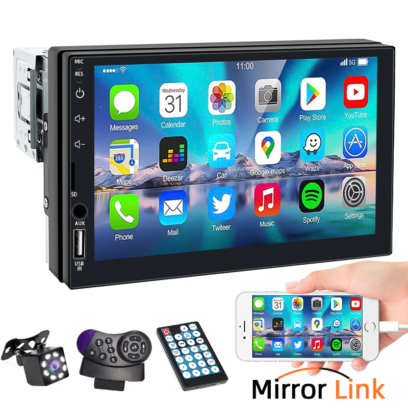 Comprar Hippcron-Radio estéreo para coche, 1 Din, pantalla táctil HD de 5  pulgadas, Bluetooth, reproductor Multimedia MP5, receptor FM, enlace espejo  USB