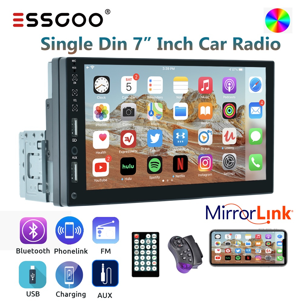 Radio Multimedia Universal para coche, reproductor de vídeo de 7 pulgadas,  Carplay inalámbrico, Android, pantalla táctil automática, visera solar 5300  - AliExpress