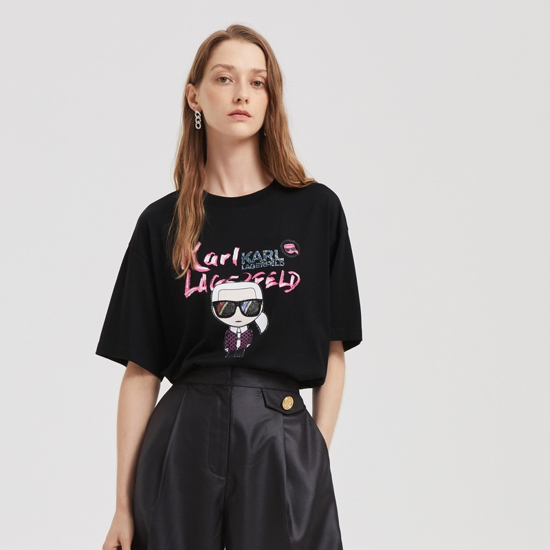 KARL LAGERFELD Camiseta De Manga Corta Con Impresion De Algodon Puro Para Mujer Shopee Colombia