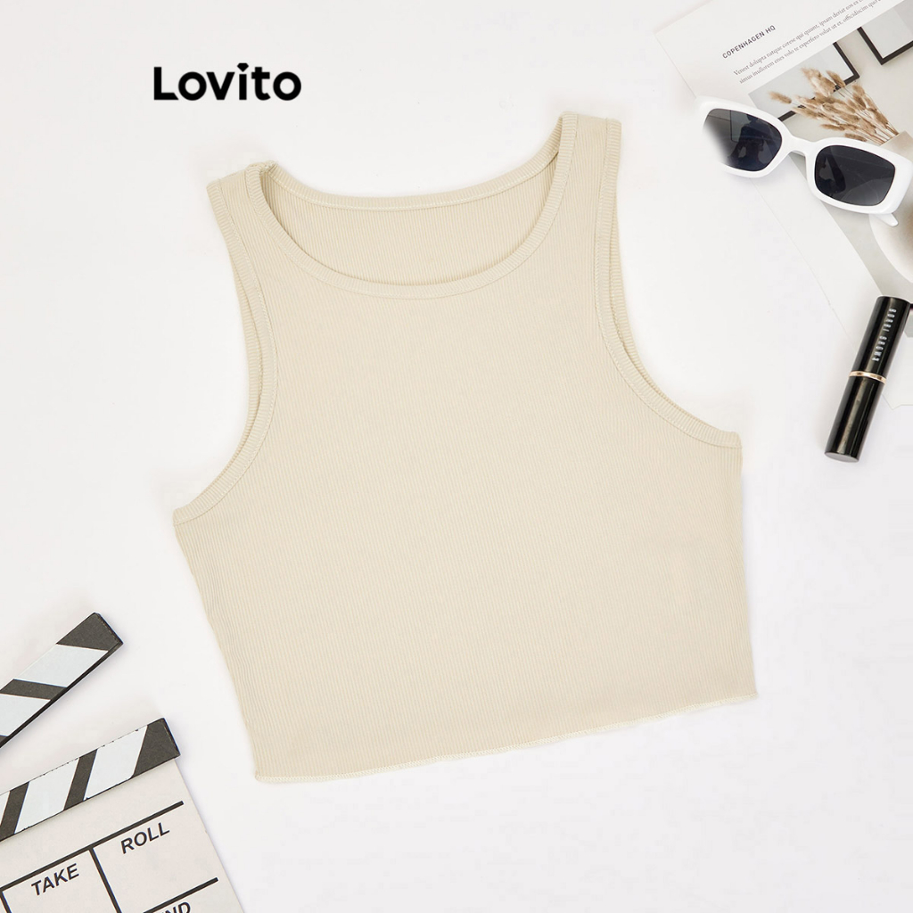 Lovito Camiseta Sin Mangas Informal Con Corte Liso Para Mujer L Ed