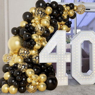 Decoración del 30 cumpleaños, 30 Decoraciones de cumpleaños de la fiesta de  las mujeres del hombre, Feliz cumpleaños Globo de guirnalda Decoración de  oro negro