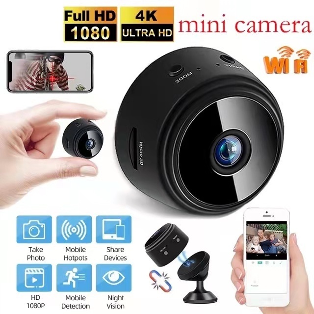  Cámara espía, cámara oculta WiFi HD 4K, pequeña cámara espía  inalámbrica, mini cámara para vigilancia en el hogar cámaras de seguridad  con detección de movimiento para interiores y exteriores (solo 