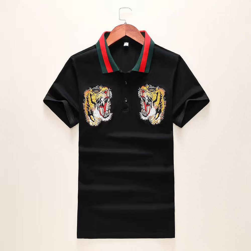 GUCCI Hombres De Alta Calidad C modo Tigre Bordado Puro Algod n Camisa De Manga Corta