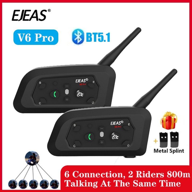 2 piezas EJEAS V6 PRO Bluetooth intercomunicador para casco de