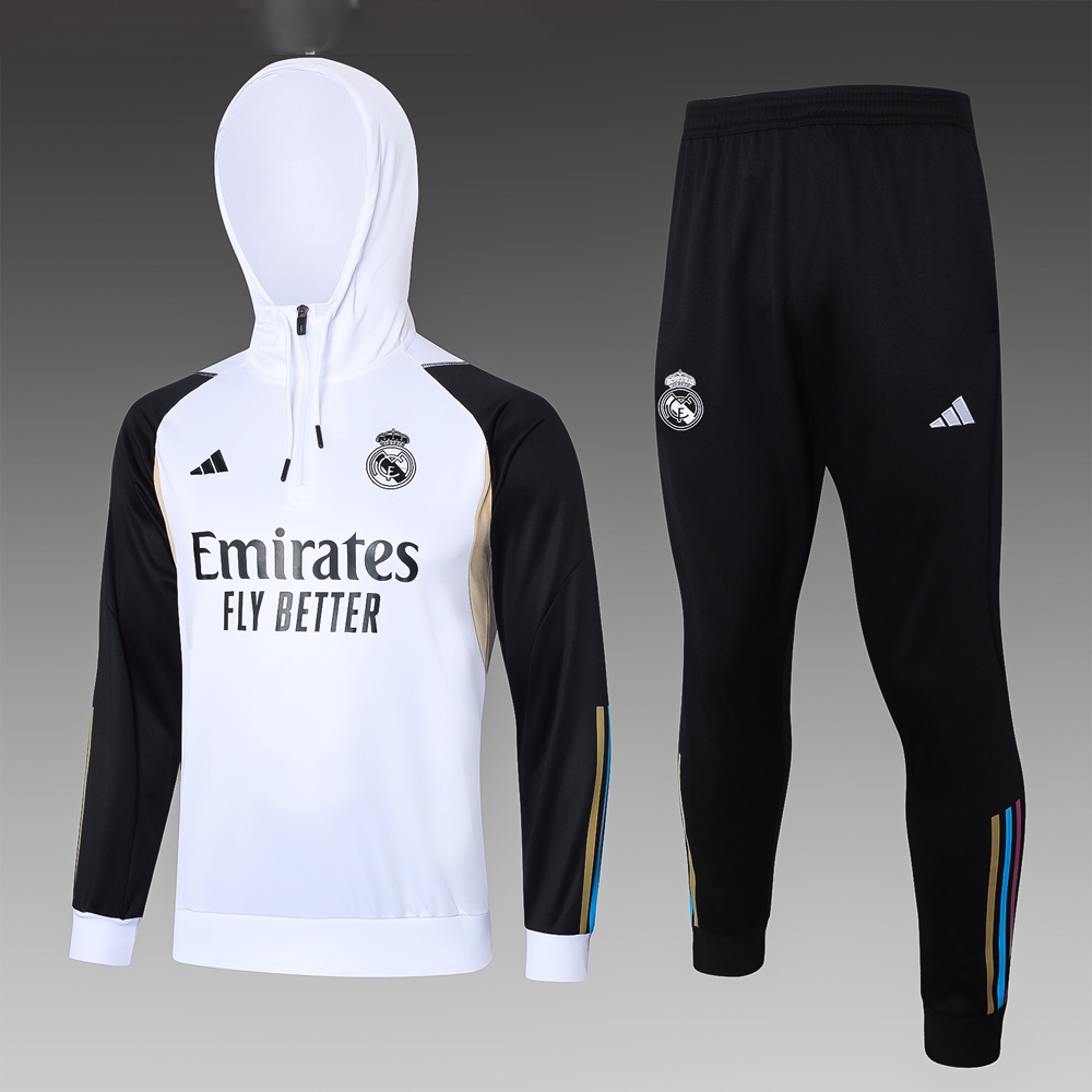 2023-24 Temporada Real Madrid Niños Entrenamiento Jersey Kit Fútbol Con  Capucha Conjunto Y Pantalones Para Niño