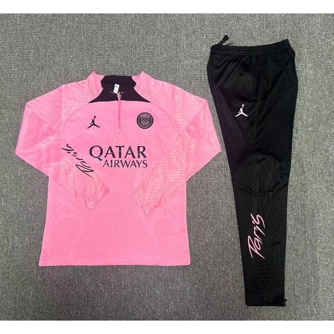 Versión Jugador) 2023/24 PSG Kit De Entrenamiento Chaqueta + Pantalones  Color Rosa Mbappe Hombres Traje De Fútbol Uniforme Equipo De Manga Larga