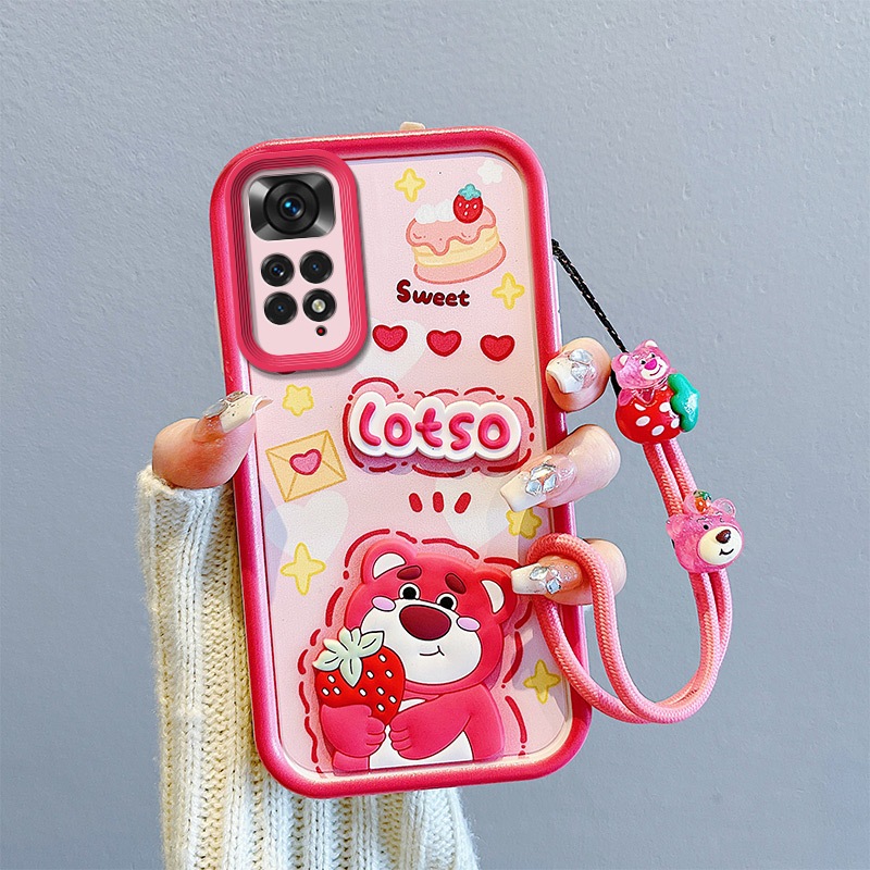 EuoDuo compatibile con Xiaomi Redmi Note 11S / Redmi Note 11 4G Cover Morbida Peluche Soffice Custodia TPU Protettiva Carino Panda Disegni Antiurto Cellulare Case - Rosa