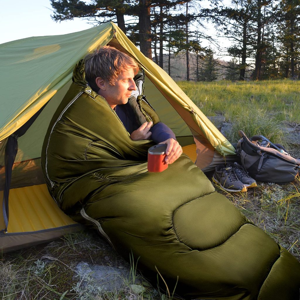 Saco de dormir para acampar al aire libre, saco de dormir ligero de  invierno con sobre cálido para oficina, viajes, senderismo con bolsa de
