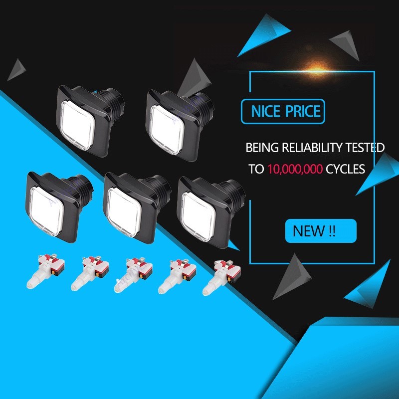 5 Piezas Arcade LED Pulsador Iluminado Blanco Con Microinterruptor Para Jamma Mame Máquina De Videojuegos Gabinete Consola Rectángulo Cuadrado Nuevo I.1453326845 - Foto 7