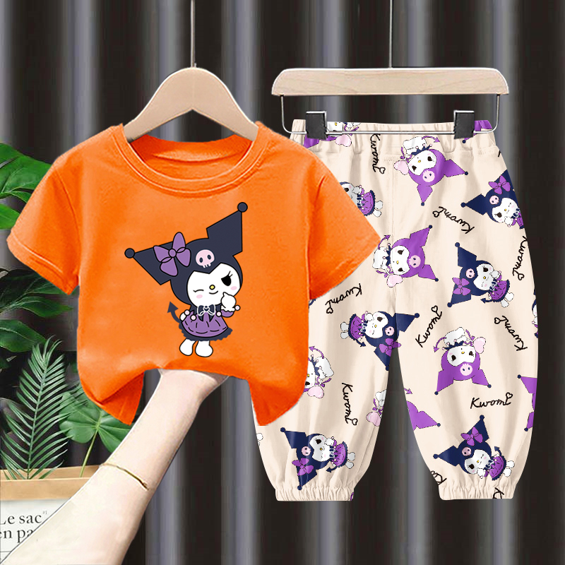 Traje De Nina Talla 90 150 Ropa De Ninos Ninas Kuromi Traje De Media Manga Verano Estilo Delgado Traje De Los Ninos De Moda Camiseta Pantalones De Mosquito Traje De Dos Piezas