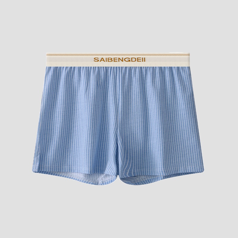 Boxers Para Hombres De Algodon Ancho Suelto Transpirable Rayas Diseno De Cintura Elastica Ropa Interior Para El Hogar Calzoncillos Gordos Shopee Colombia