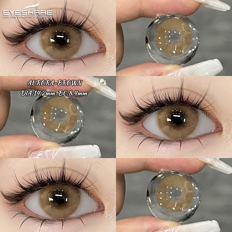 Lentes Naturales Suaves Maquillaje De Ojos Serie AURORA-Marrón Color  Claro De Contacto Año De Uso 14,2 mm