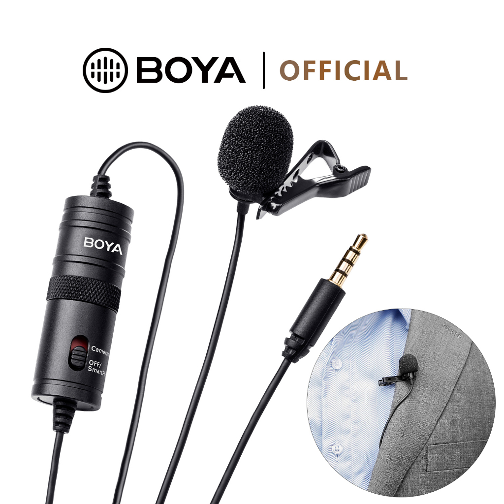 BOYA BY-M1 Omnidirectional Lavalier Microphone with clip and battery module