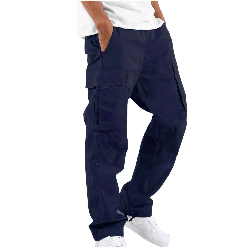 Pantalones Cargo Para Hombre 6 Bolsillos Skate Cierre Ancho Cordón