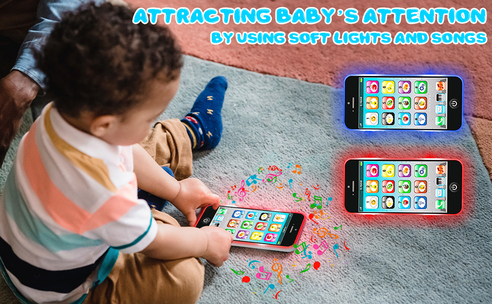 Wolmund Juguete de Aprendizaje Teléfono Celular de Juego con 8 Funciones y Luces Deslumbrantes Juguete Interactivo para Niños Pequeños Bebés Niños y Niñas