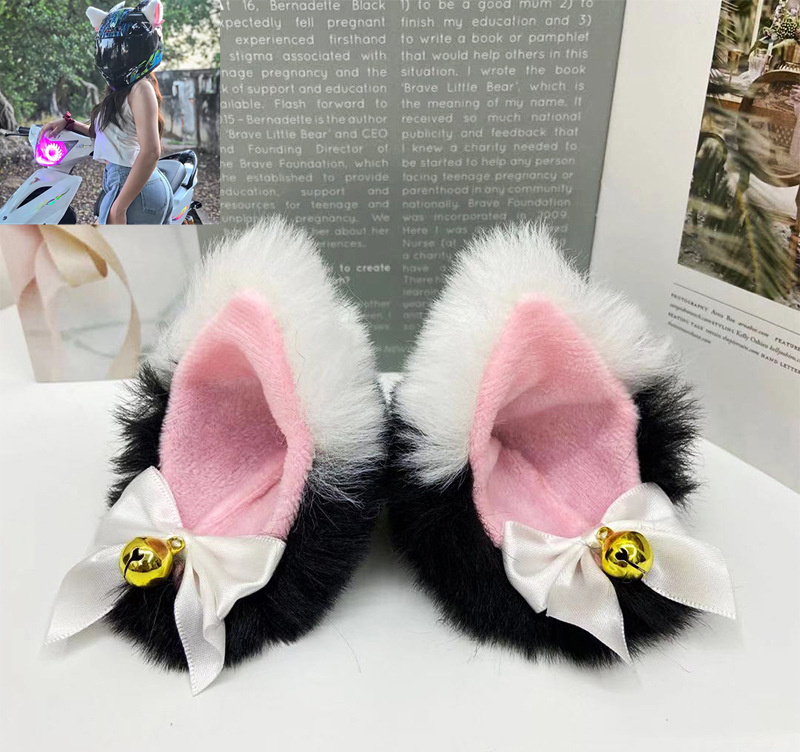 Casco Orejas De Gato Para Las Mujeres De Felpa Dulce Oreja De