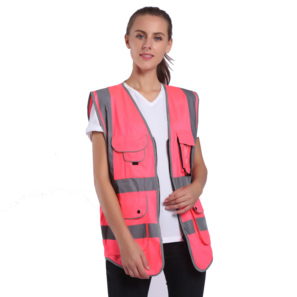 Chaleco De Seguridad Rosa Reflectante Para Mujer Ropa De Trabajo De Alta  Visibilidad