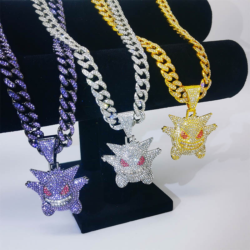Collar De Cadena De HIP HOP Con Colgante De Gengar De Zirconia ...
