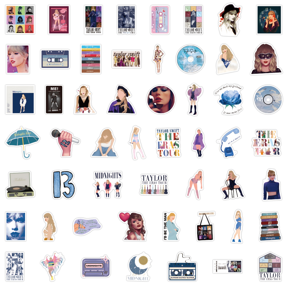 54pcs Taylor Swift Sticker Pack Pegatinas De Vinilo A Prueba De Agua DIY  Para Aquaflask Botella Portátil Scrapbook Diario Kindle Guitarra