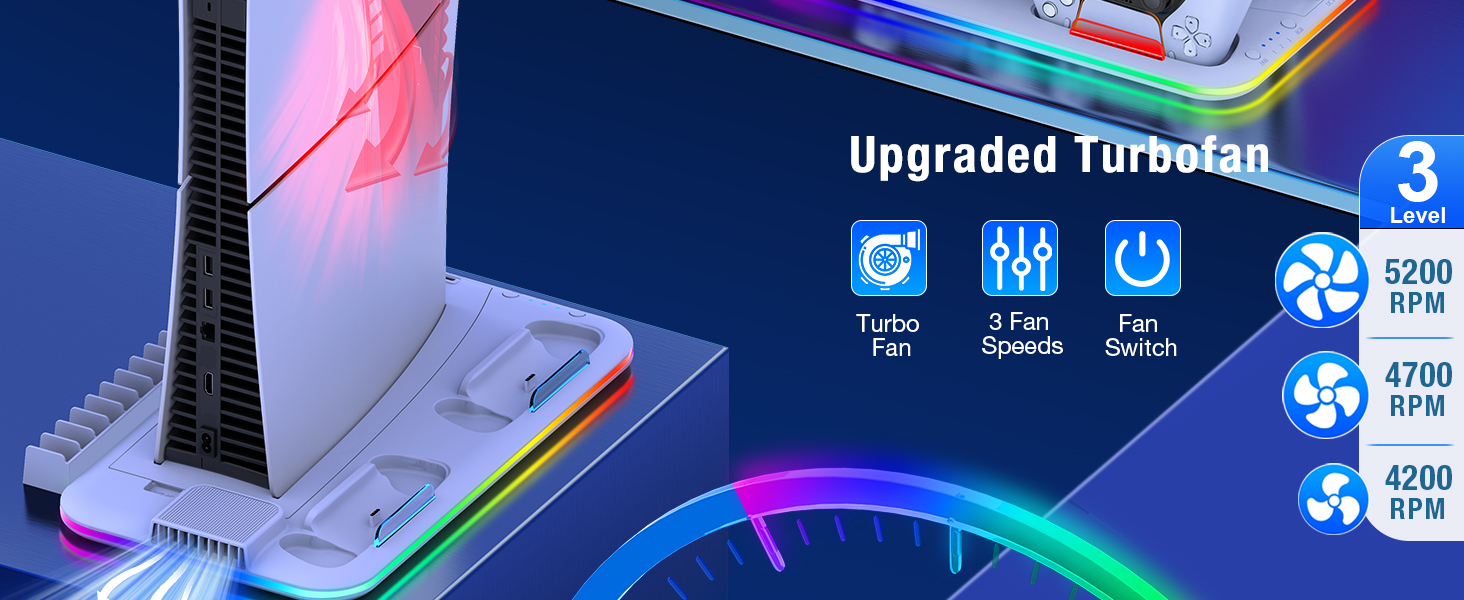 PS5 - Estación de enfriamiento de soporte delgado para Playsation 5 Slim  Console Disc/Digital, accesorios PS5 Soporte de refrigeración con  ventilador