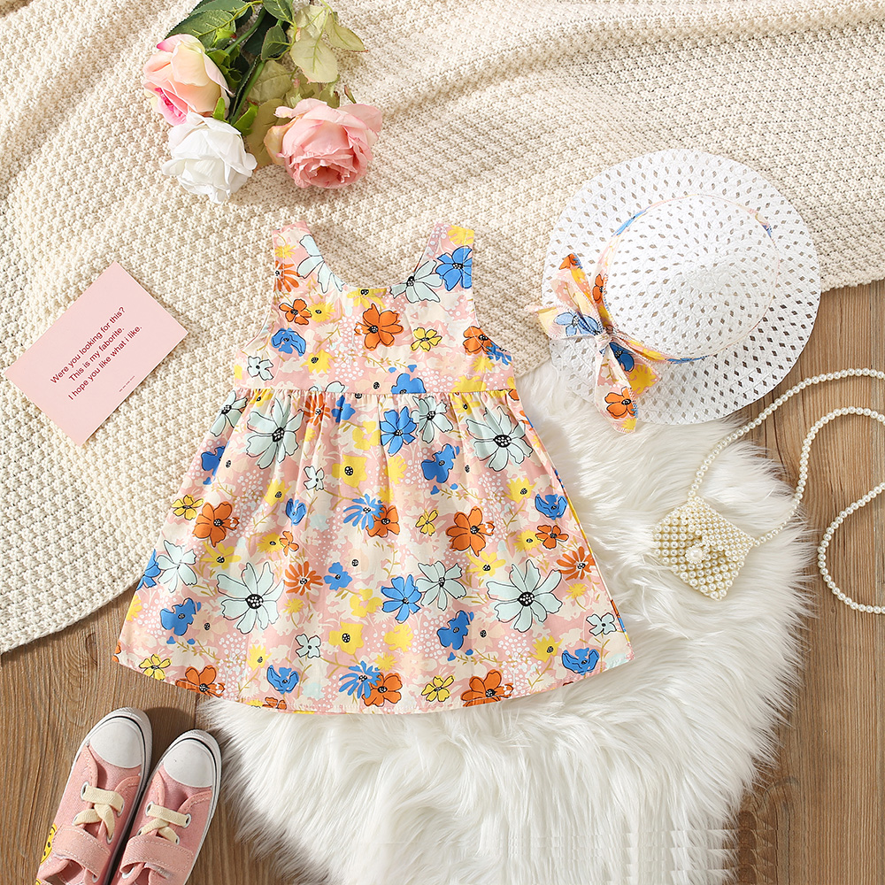La Niña Del Sombrero Azul Vestido Floral De Verano Para Bebé Niña