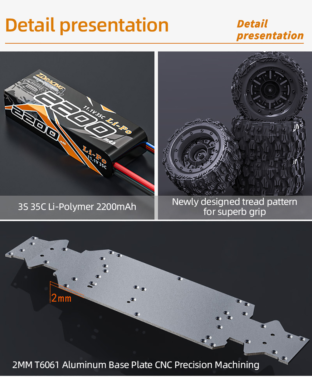 ZD RACING MT16 3S Brushless RTR 1/16 RC Modelo De Coche De Control ...