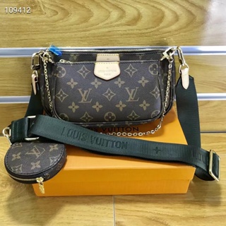 ₪ ♘ ⊙ ☬ ♀ ☸ Louis Vuitton Original Auténtico Bolso De Hombro , LV Classic  Mujer Tres En Uno Mensajero , Cadena [Con Caja] 9AXD