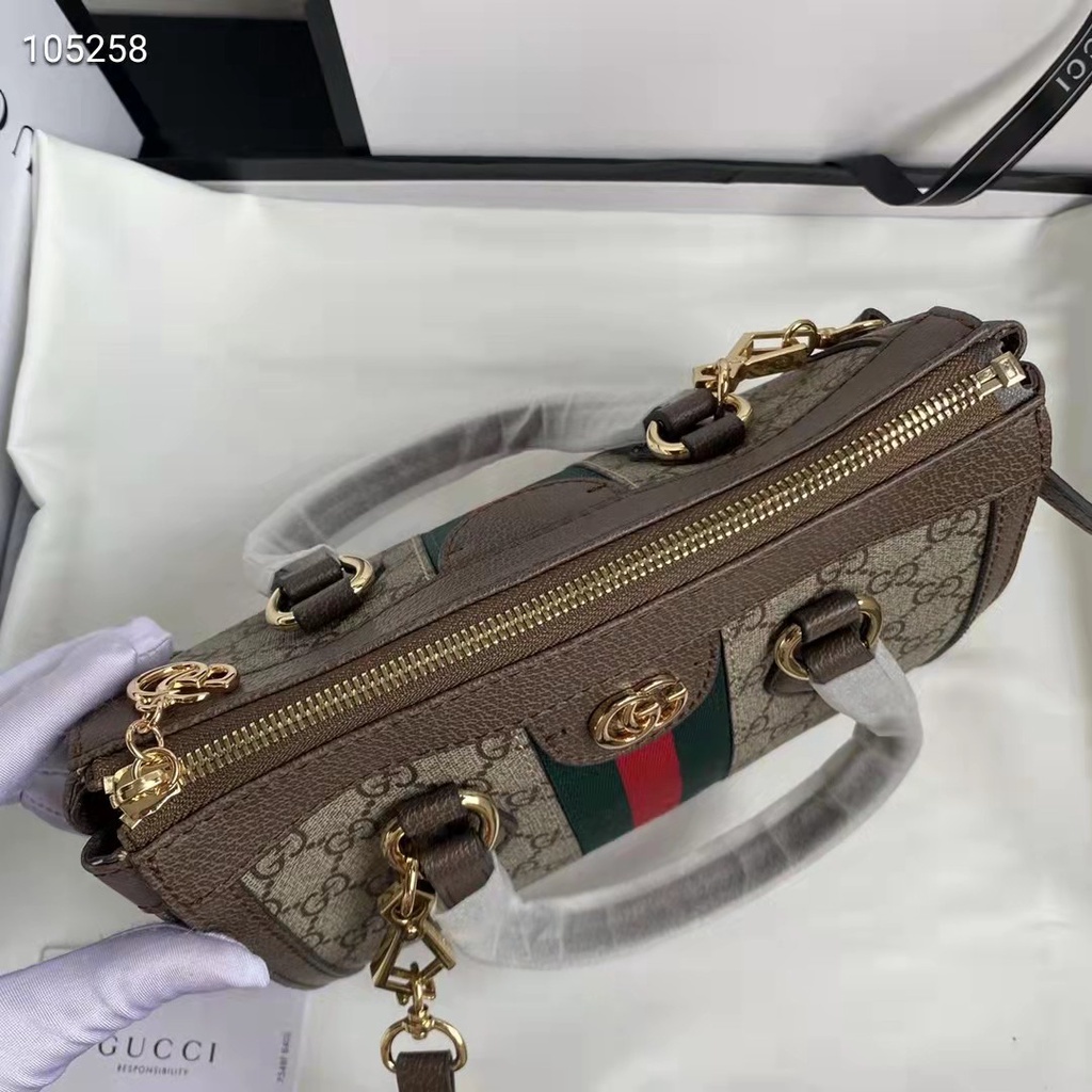 Bolso 100 % Original Auténtico Gucci Color Bloqueado Rayas Cuero Decorativo  Gran Capacidad Mujer s De Hombro