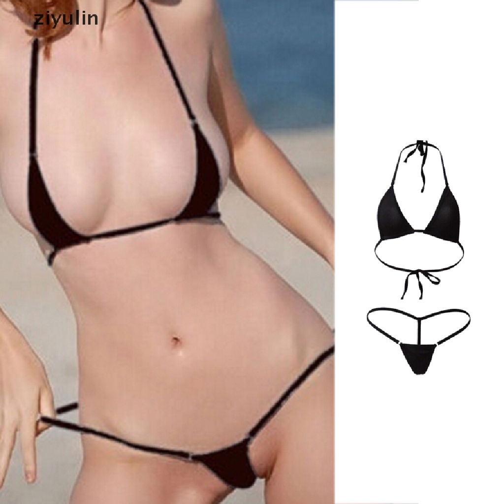 ziyulin Mujeres Sexy Micro Tanga G string Brasileño Mini Top Sujetador  Fondo Bikini Traje De Baño co