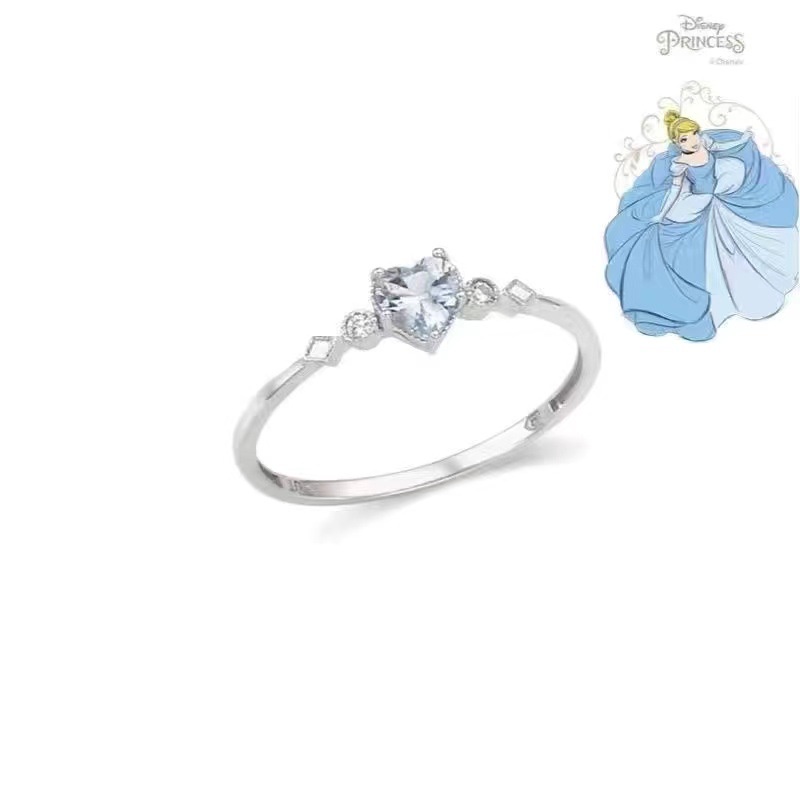 Disney Princesa Anillo De Oro Rosa De 18 Quilates Hao Piedra