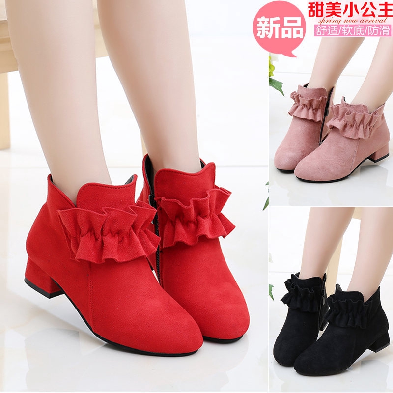 Coreano Zapatos De Los Ninos De La Moda Chica Princesa Botas Individuales color Solido Tacones Altos Cortas Shopee Colombia