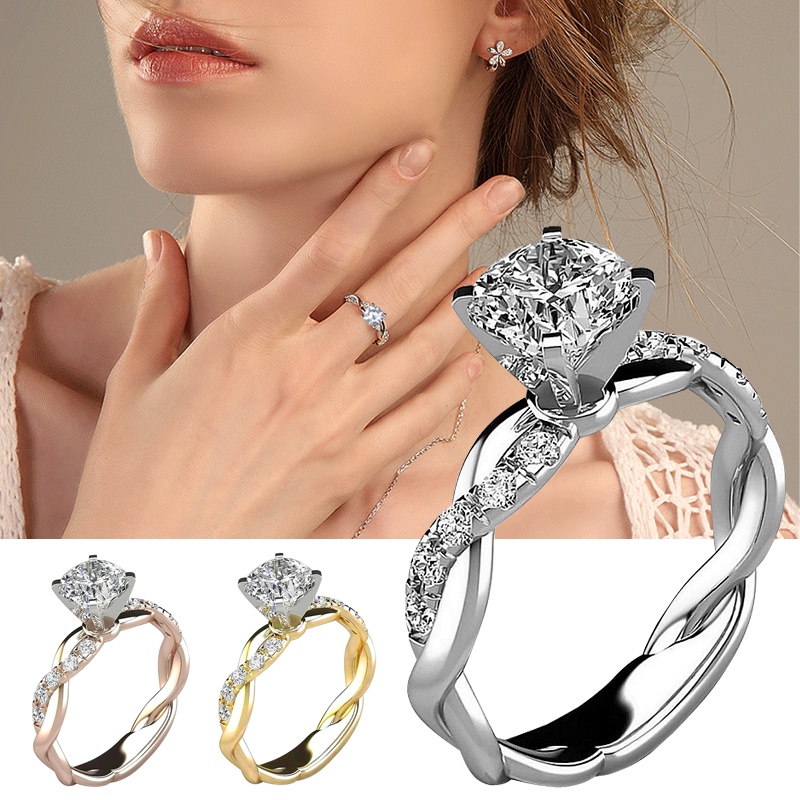 Gixaxak Anillos de compromiso para mujer, vintage, chapado en oro de 14 quilates, plata de ley 925, circonita cúbica, anillos de promesa para ella, anillo de diamantes de imitación de aniversario