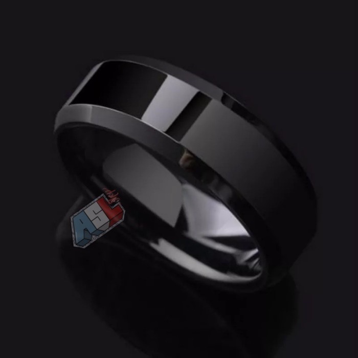 Anillo premium de titanio negro liso Anillos unisex para mujer y