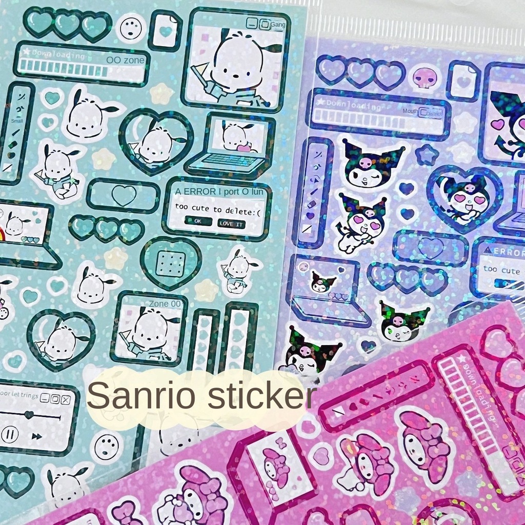 Pegatina De Dibujos Animados Sanrio Flashing Laser Kuromi Hello Kitty ...