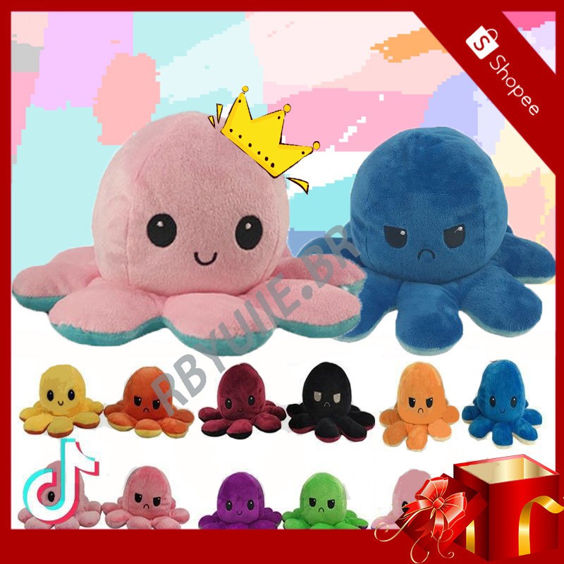 TIKTOK reversible Pulpo Mu eca flip Peluche Estado De nimo