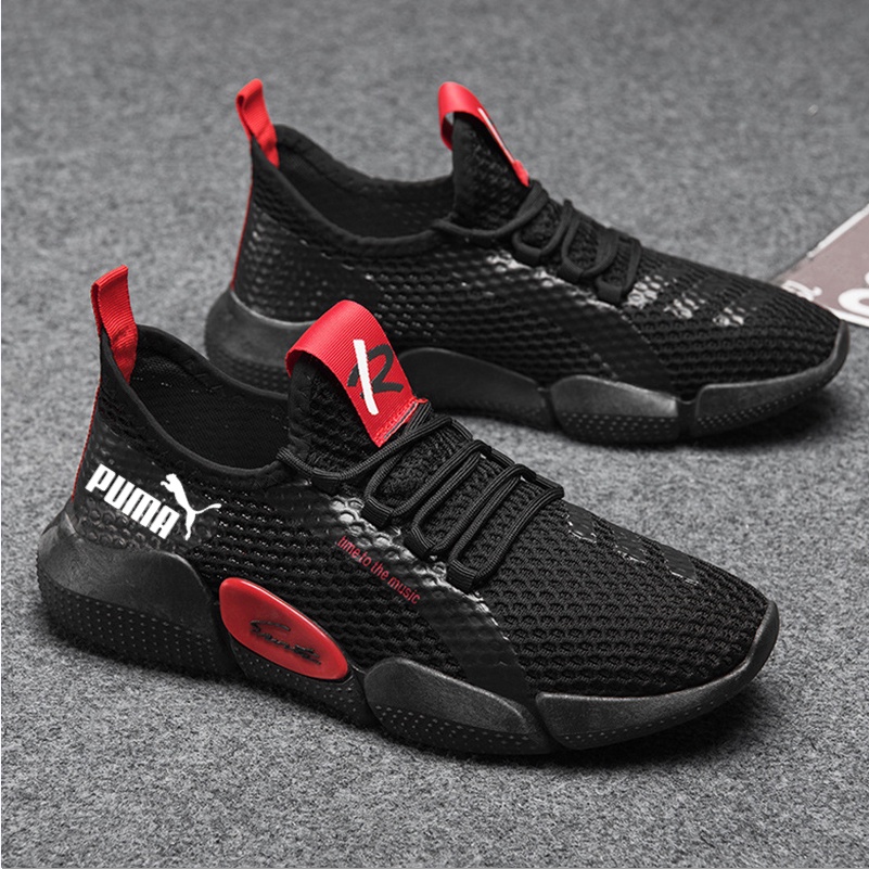 Tenis puma hybrid rocket 2025 - negro y rojo