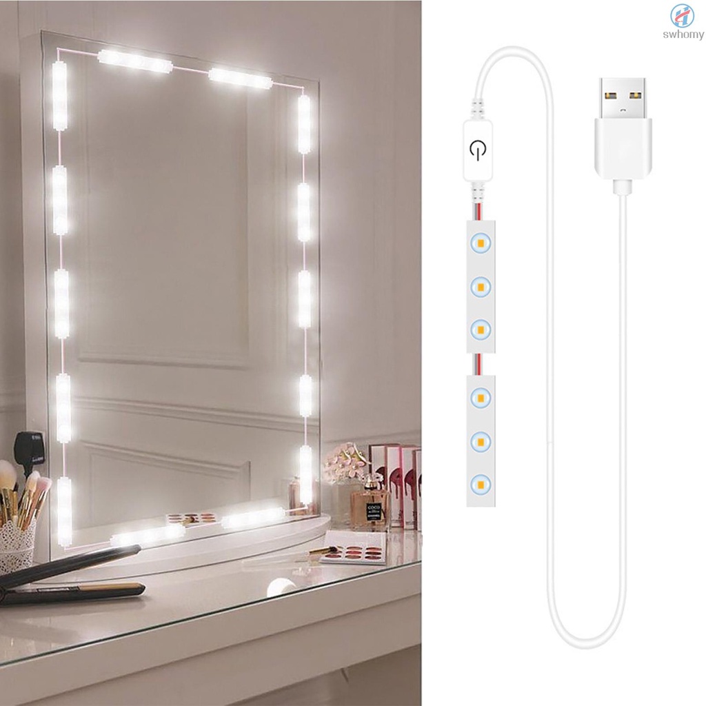 2 Piezas LED Maquillaje Espejo Luces Regulables Control Táctil Tocador De  Baño Luz Con Cable USB Stri
