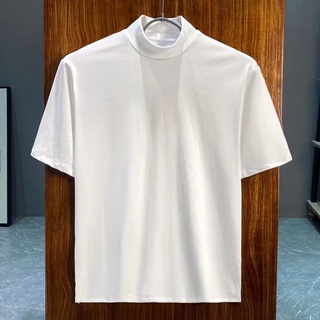 Camiseta básica de cuello alto de color sólido para hombre, camiseta de  manga corta, cuello alto falso, camiseta de verano ajustada