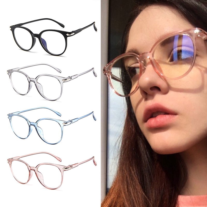 Lentes redondos para mujer antirradiaci n Transparente armaz n de Resina