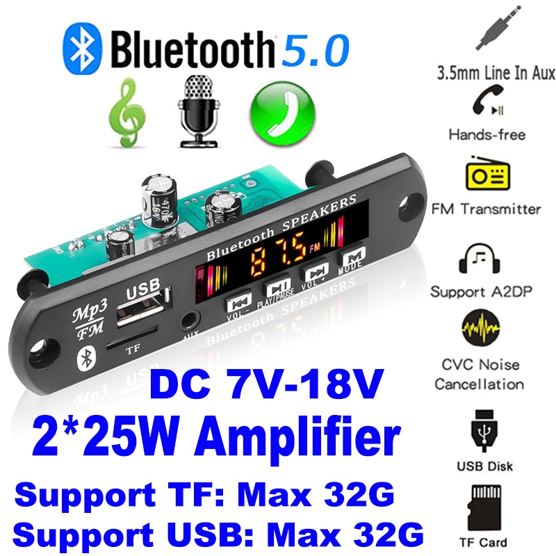 Módulo Reproductor MP3 USB BLUETOOTH RADIO amplificador audio 3