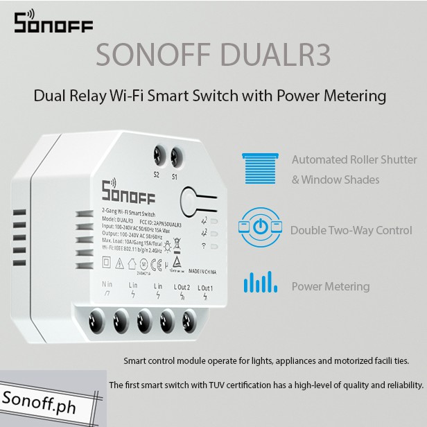 Sonoff Dual R3 Lite Switch con medición de energía wifi