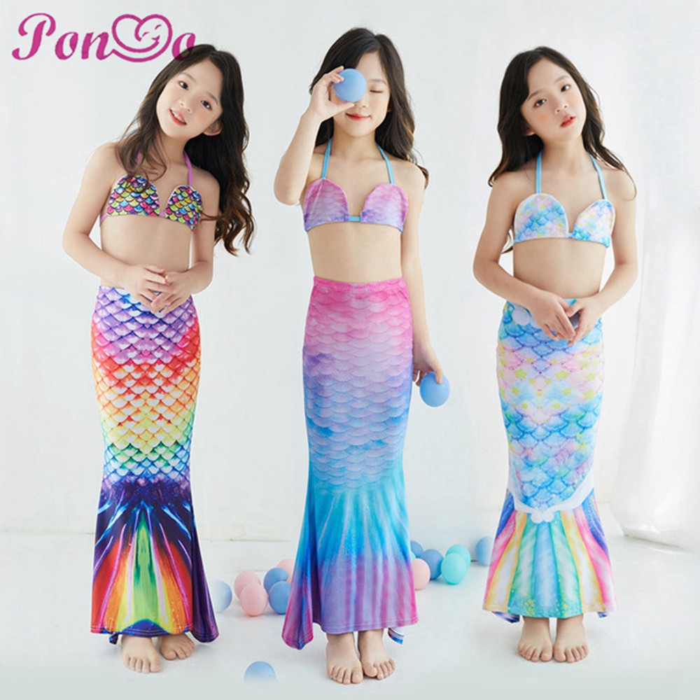 Traje De Cola De Sirena Para Bebes Y Ninas Conjunto De Bikini Vestido Bano Para Ninos Lindo