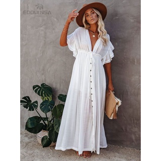 Vestido De Playa Para , Túnica Blanca Sexy , Elegante , Ropa , Traje De Baño , Q1208 | Shopee