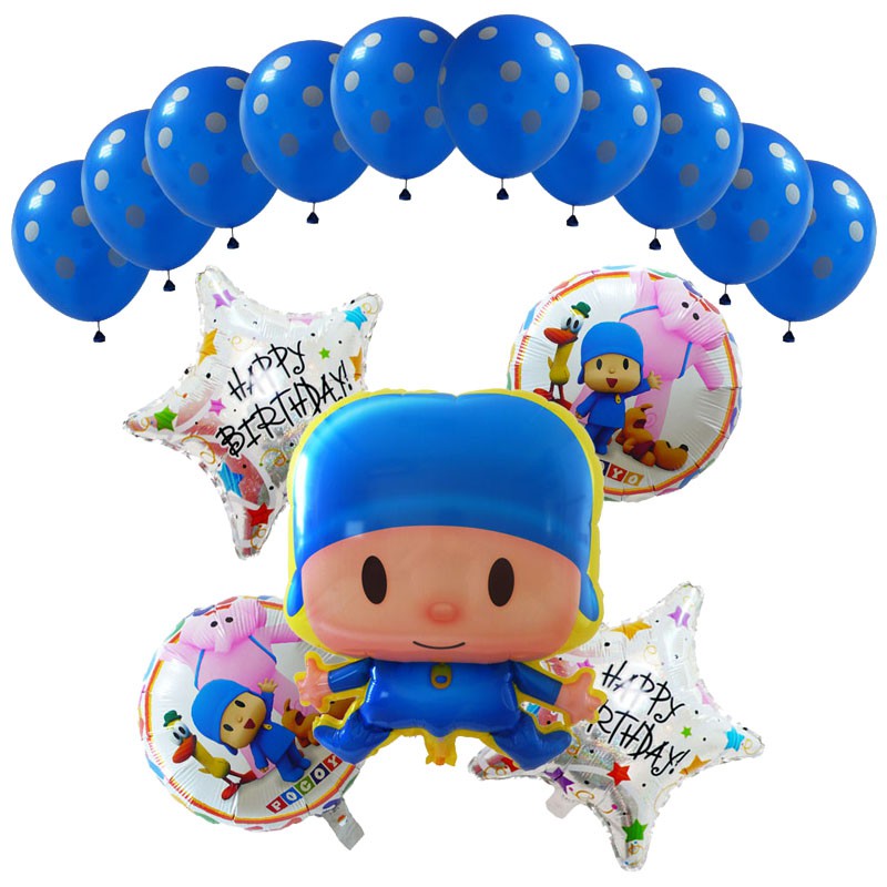  Xucus - 1 juego de globos de papel de pocoyo de dibujos  animados para decoración de fiestas de cumpleaños, estrellas, corazones,  baby shower, niños, juguetes, globos, 1 pieza 101,6 cm 1 : Juguetes y Juegos